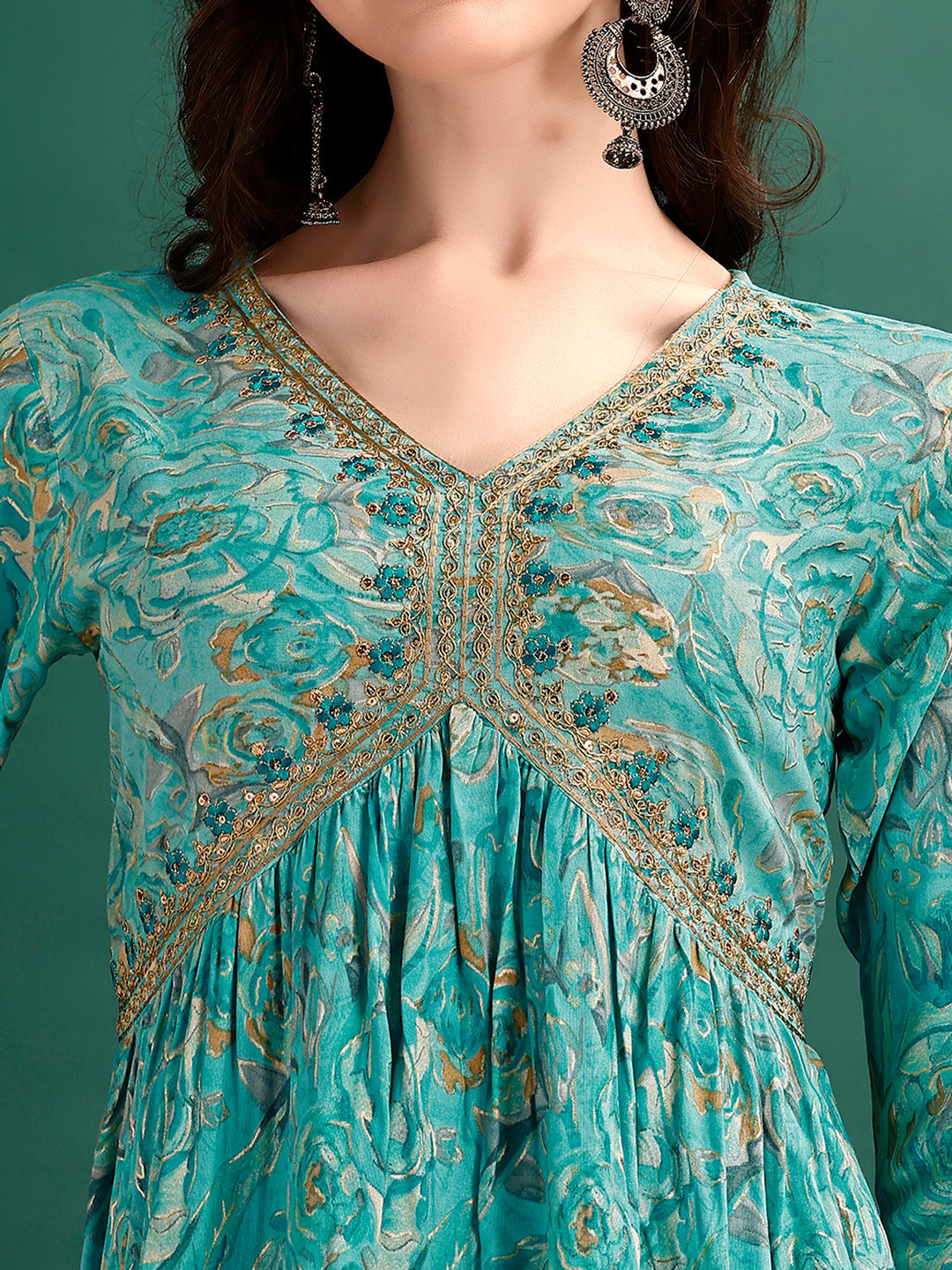Alia Cut Floral Printed & Embroidered Kurta With Pant & Dupatta Set Luxury Premium, Multicolor - Hiral Fashion