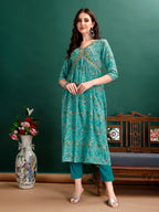 Alia Cut Floral Printed & Embroidered Kurta With Pant & Dupatta Set Luxury Premium, Multicolor - Hiral Fashion