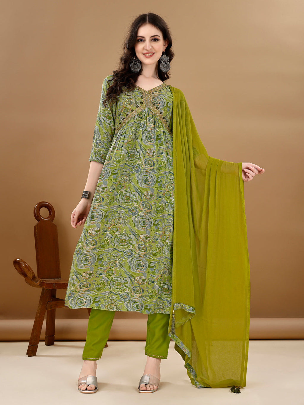 Alia Cut Floral Printed & Embroidered Kurta With Pant & Dupatta Set Luxury Premium, Multicolor - Hiral Fashion - Distacart