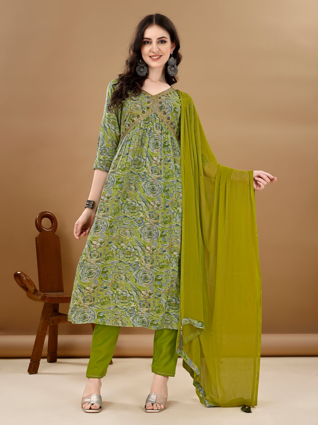 Alia Cut Floral Printed & Embroidered Kurta With Pant & Dupatta Set Luxury Premium, Multicolor - Hiral Fashion - Distacart