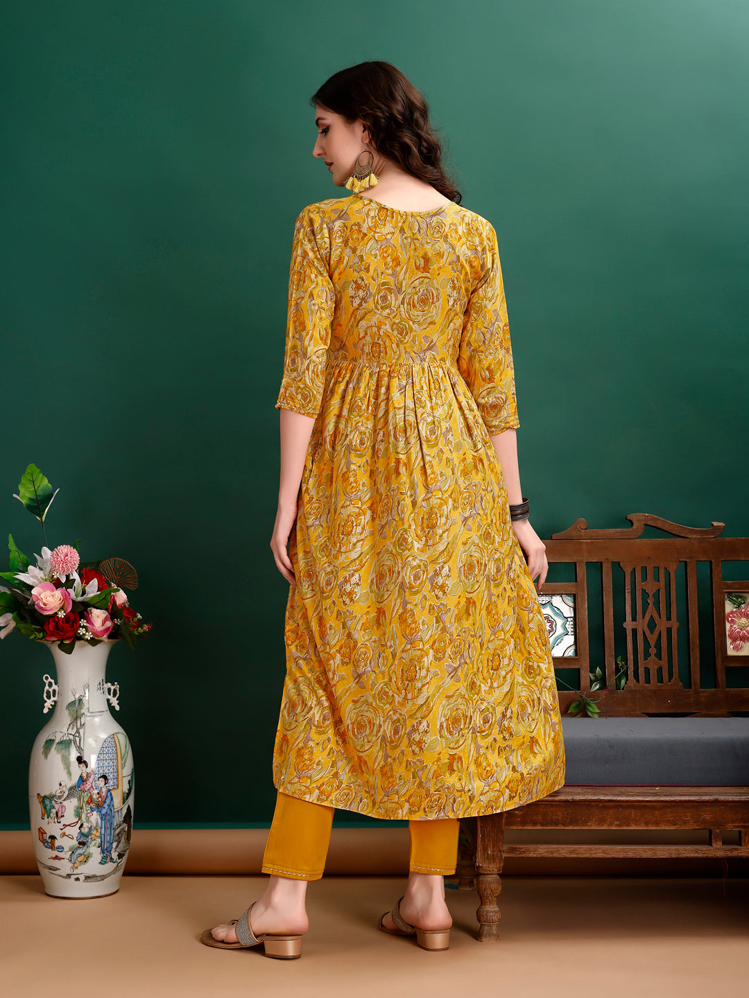 Alia Cut Floral Printed & Embroidered Kurta With Pant & Dupatta Set Luxury Premium, Multicolor - Hiral Fashion - Distacart