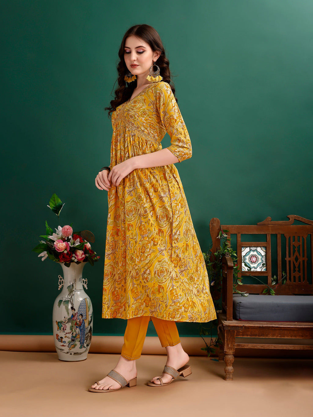 Alia Cut Floral Printed & Embroidered Kurta With Pant & Dupatta Set Luxury Premium, Multicolor - Hiral Fashion - Distacart