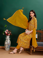 Alia Cut Floral Printed & Embroidered Kurta With Pant & Dupatta Set Luxury Premium, Multicolor - Hiral Fashion - Distacart