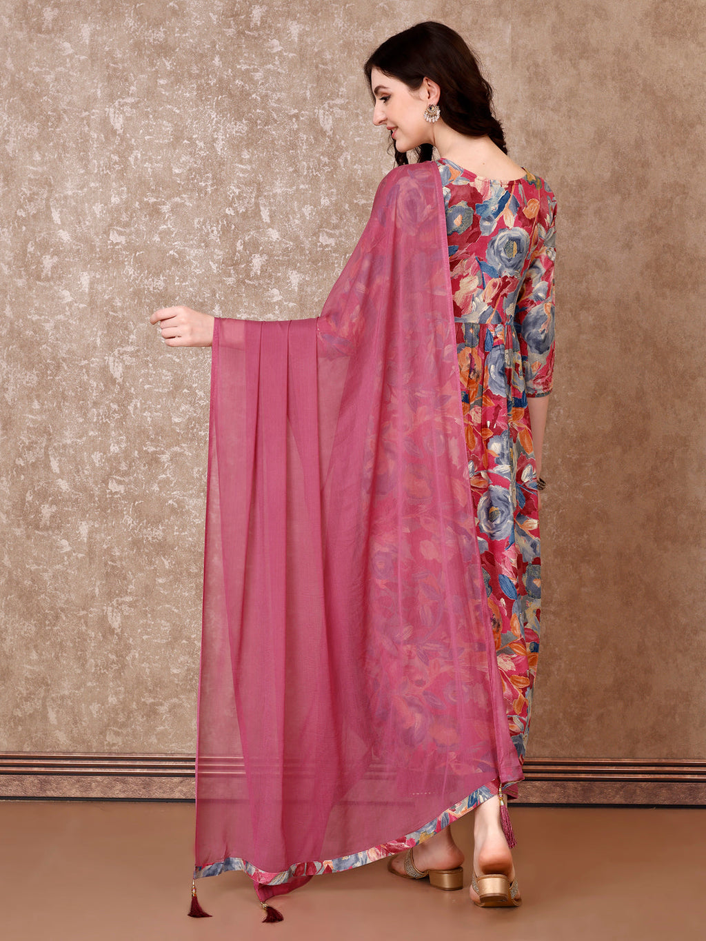 Alia Cut Embroidered & Floral Printed Kurta With Pant & Dupatta Premium Luxury, Multicolor - Hiral Fashion - Distacart