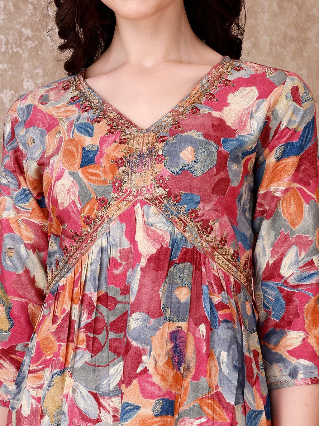 Alia Cut Embroidered & Floral Printed Kurta With Pant & Dupatta Premium Luxury, Multicolor - Hiral Fashion - Distacart