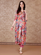 Alia Cut Embroidered & Floral Printed Kurta With Pant & Dupatta Premium Luxury, Multicolor - Hiral Fashion - Distacart