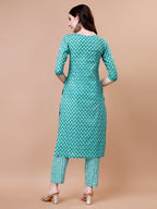 Ethnic Motifs Printed Casual Wear Cotton Kurta With Pant & Dupatta, Multicolor - Hiral Fashion - Distacart