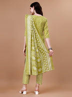 Ethnic Motifs Printed Casual Wear Cotton Kurta With Pant & Dupatta, Multicolor - Hiral Fashion - Distacart