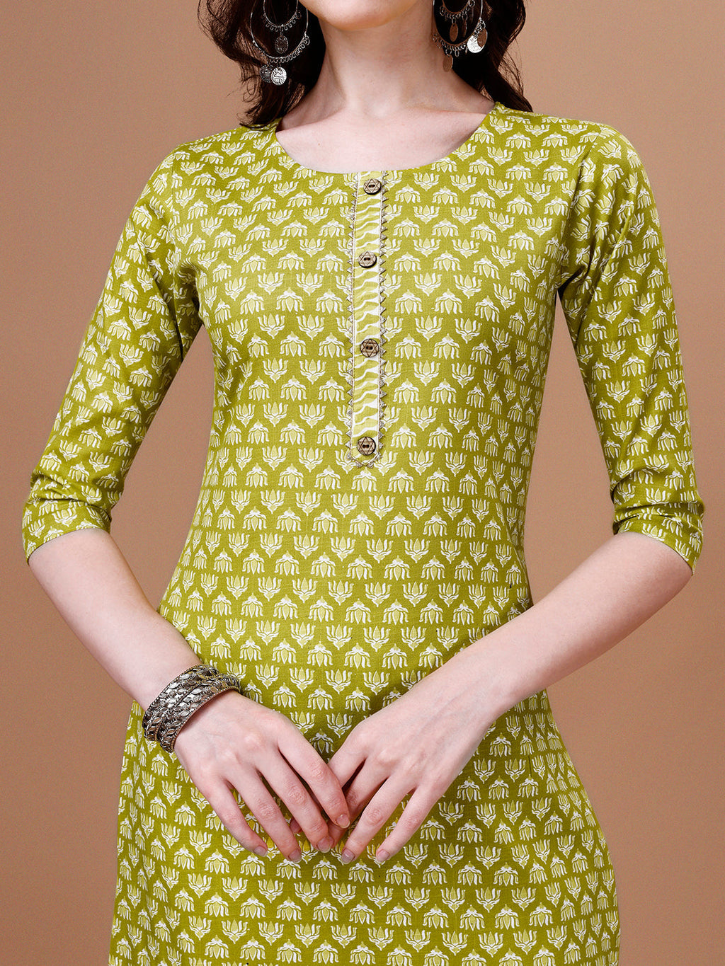 Ethnic Motifs Printed Casual Wear Cotton Kurta With Pant & Dupatta, Multicolor - Hiral Fashion - Distacart