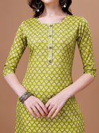 Ethnic Motifs Printed Casual Wear Cotton Kurta With Pant & Dupatta, Multicolor - Hiral Fashion - Distacart