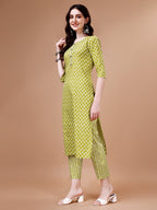 Ethnic Motifs Printed Casual Wear Cotton Kurta With Pant & Dupatta, Multicolor - Hiral Fashion - Distacart