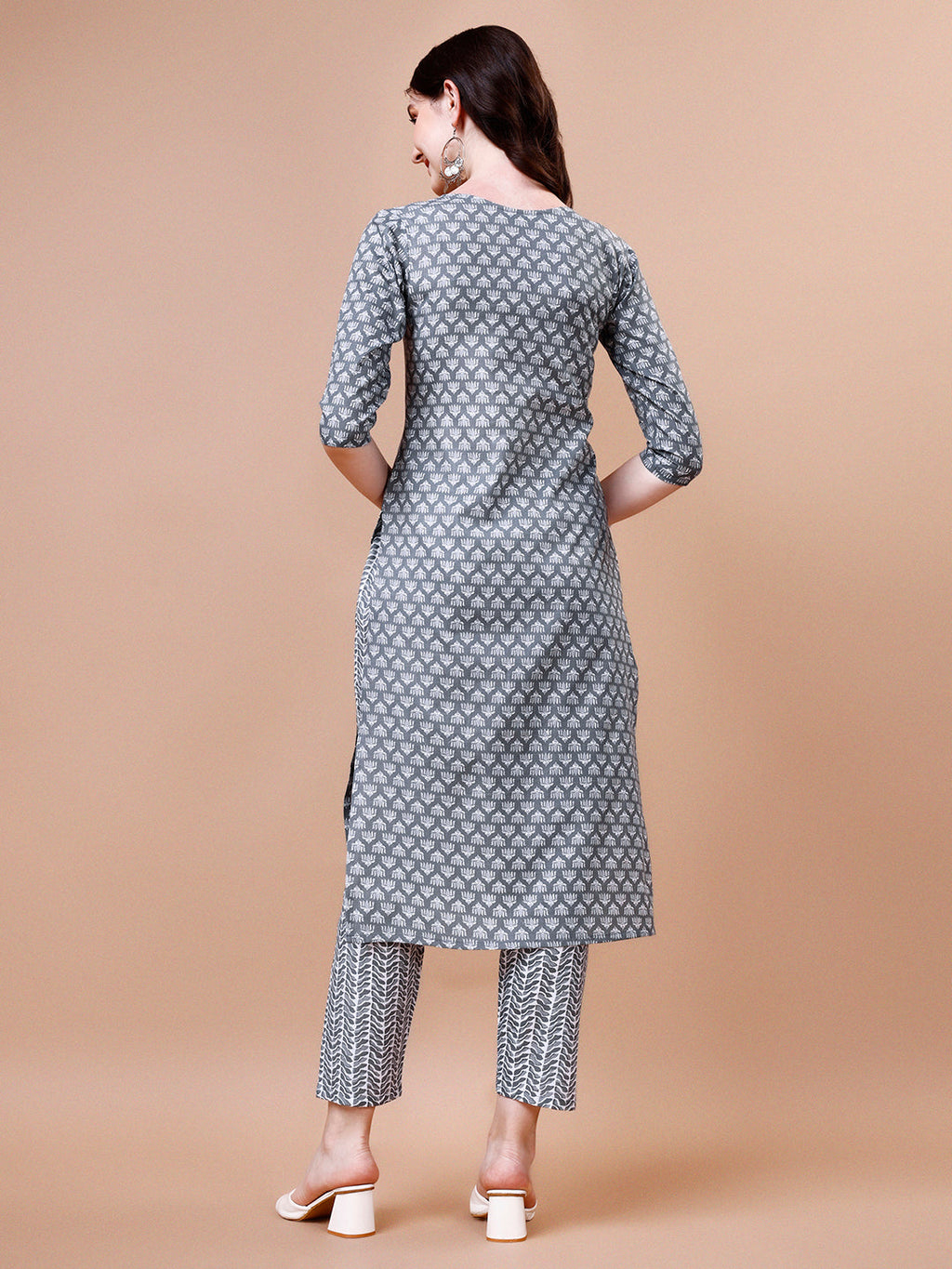 Ethnic Motifs Printed Casual Wear Cotton Kurta With Pant & Dupatta, Multicolor - Hiral Fashion - Distacart