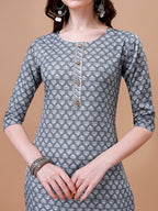 Ethnic Motifs Printed Casual Wear Cotton Kurta With Pant & Dupatta, Multicolor - Hiral Fashion - Distacart