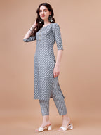 Ethnic Motifs Printed Casual Wear Cotton Kurta With Pant & Dupatta, Multicolor - Hiral Fashion - Distacart