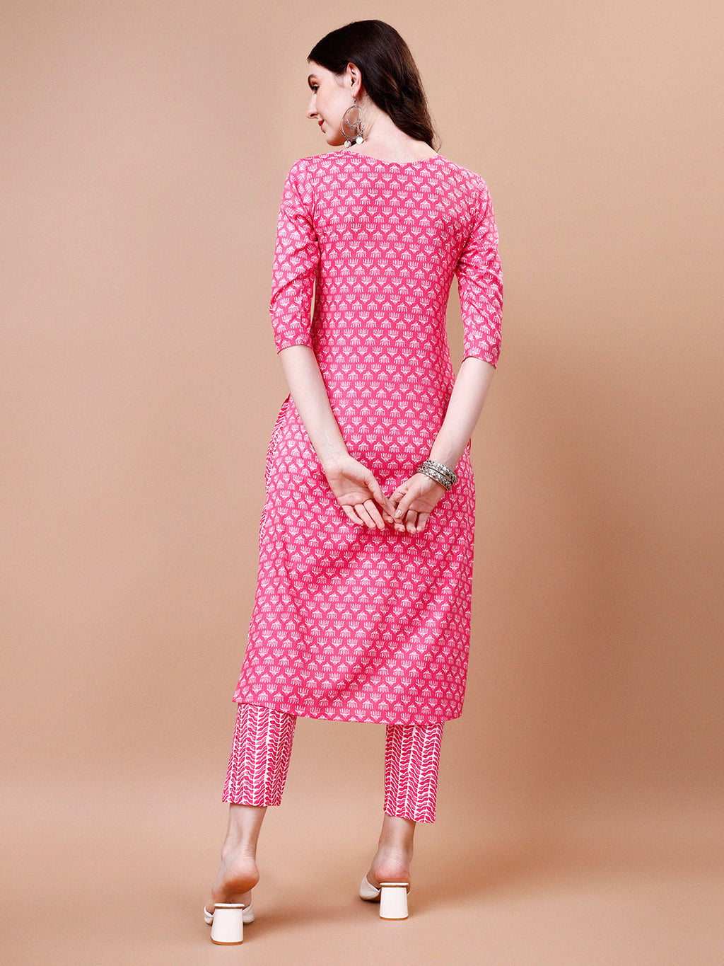 Ethnic Motifs Printed Casual Wear Cotton Kurta With Pant & Dupatta, Multicolor - Hiral Fashion - Distacart