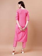 Ethnic Motifs Printed Casual Wear Cotton Kurta With Pant & Dupatta, Multicolor - Hiral Fashion - Distacart