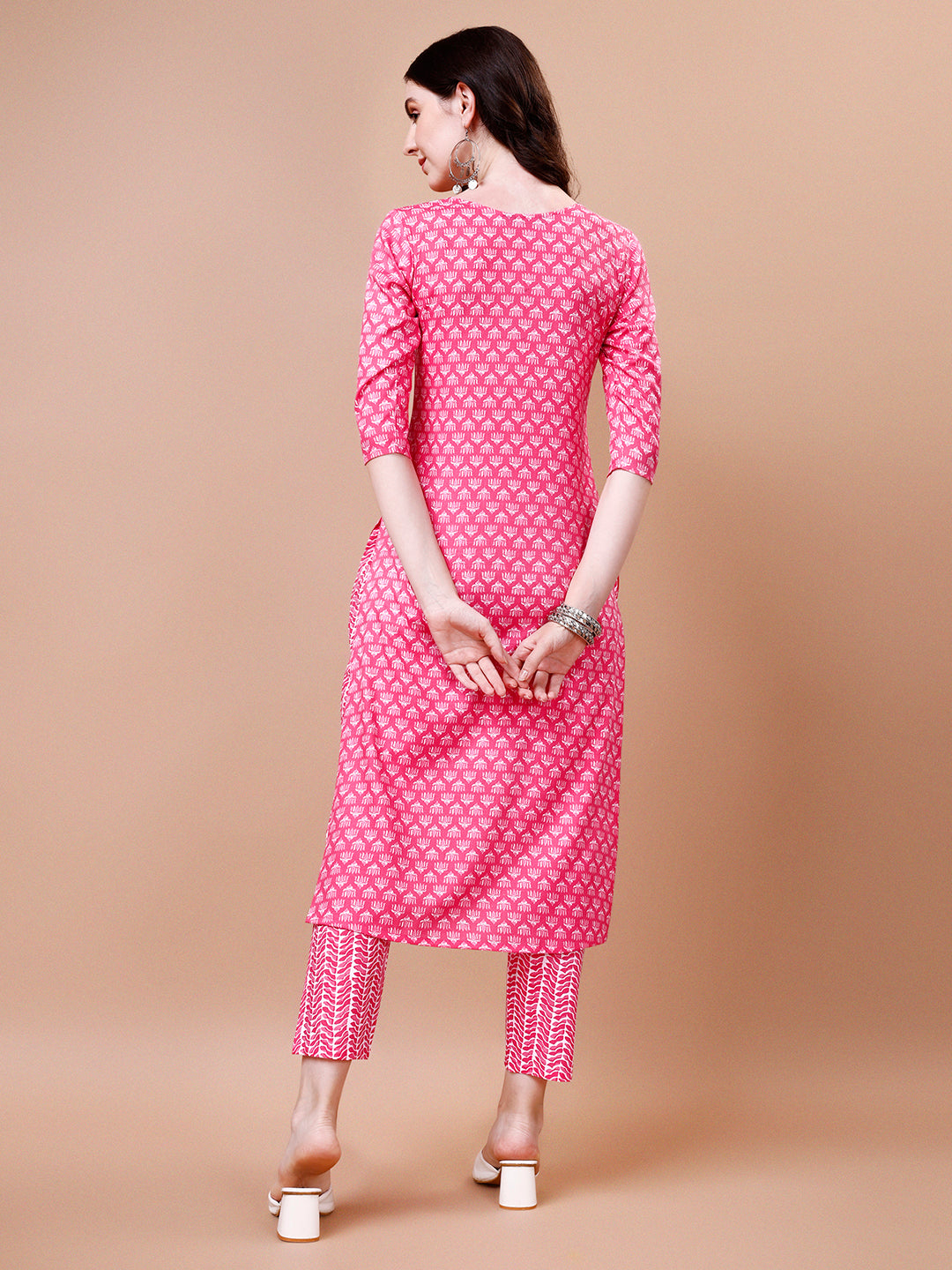 Ethnic Motifs Printed Casual Wear Cotton Kurta With Pant & Dupatta, Multicolor - Hiral Fashion - Distacart