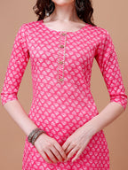 Ethnic Motifs Printed Casual Wear Cotton Kurta With Pant & Dupatta, Multicolor - Hiral Fashion - Distacart