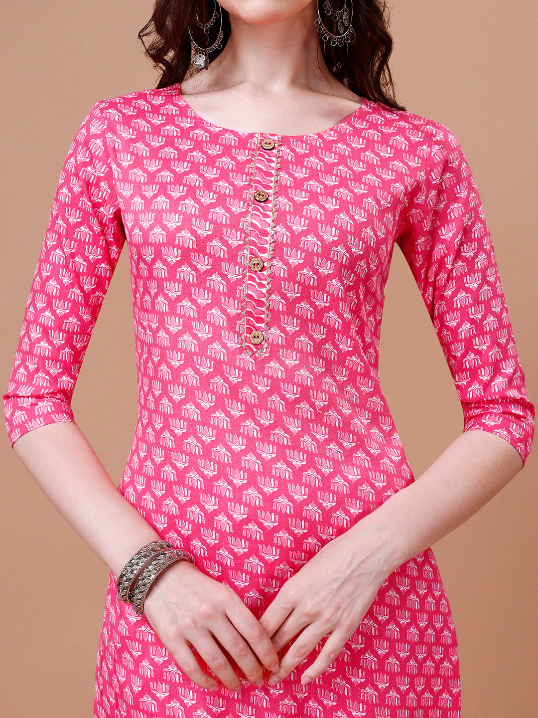 Ethnic Motifs Printed Casual Wear Cotton Kurta With Pant & Dupatta, Multicolor - Hiral Fashion - Distacart