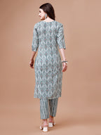 Printed Cotton Kurta With Pant & Dupatta, Multicolor - Hiral Fashion - Distacart