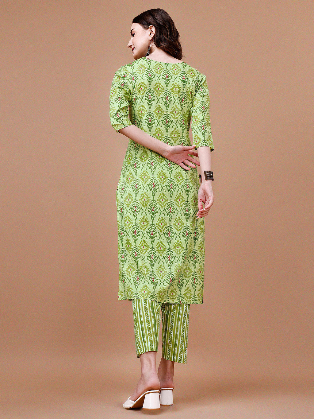 Printed Cotton Kurta With Pant & Dupatta, Multicolor - Hiral Fashion - Distacart