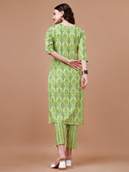 Printed Cotton Kurta With Pant & Dupatta, Multicolor - Hiral Fashion - Distacart