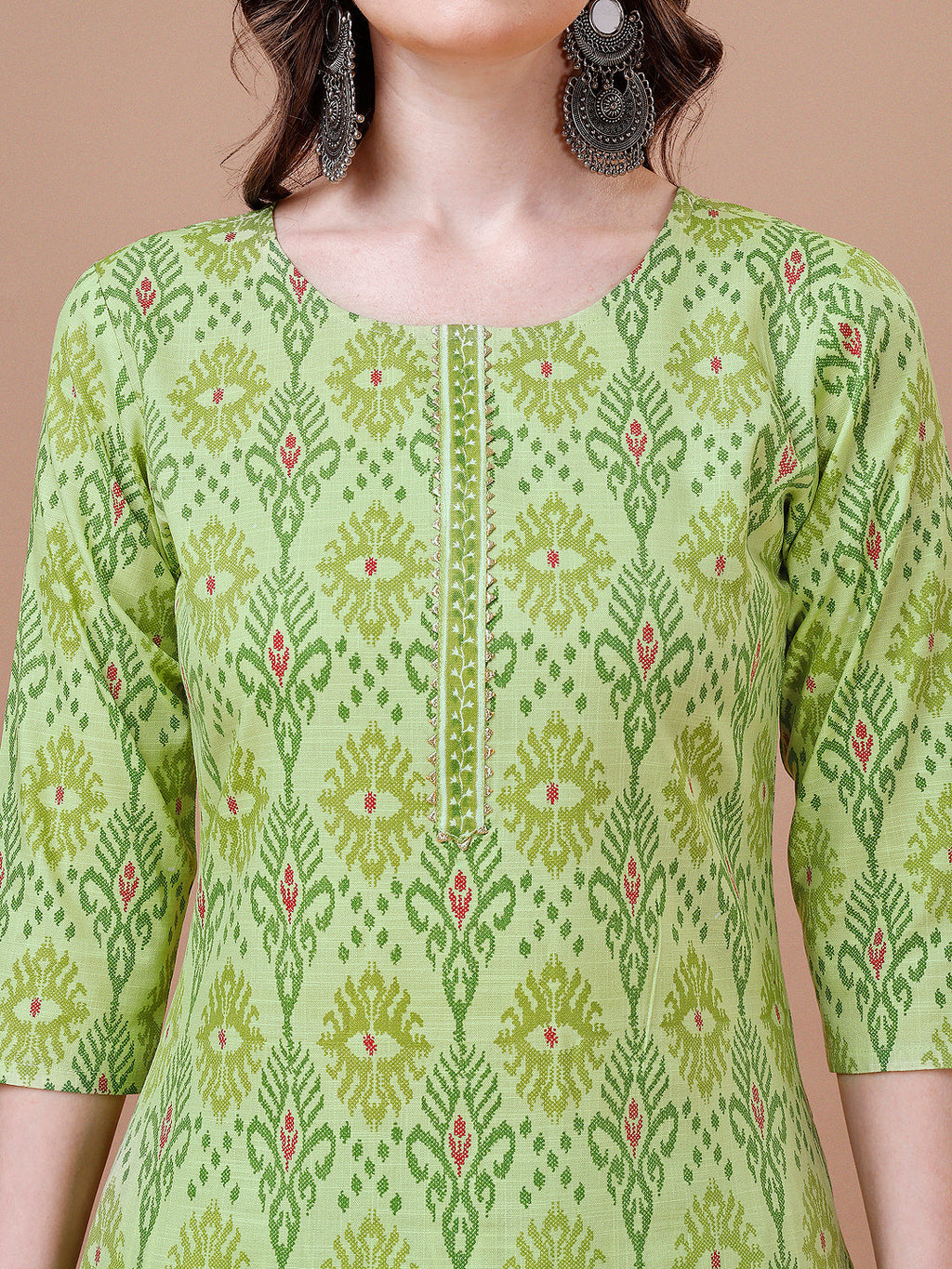 Printed Cotton Kurta With Pant & Dupatta, Multicolor - Hiral Fashion - Distacart