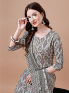 Printed Cotton Kurta With Pant & Dupatta, Multicolor - Hiral Fashion - Distacart