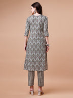 Printed Cotton Kurta With Pant & Dupatta, Multicolor - Hiral Fashion - Distacart
