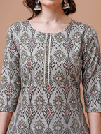 Printed Cotton Kurta With Pant & Dupatta, Multicolor - Hiral Fashion - Distacart