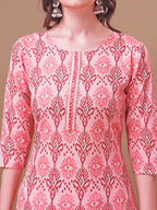 Printed Cotton Kurta With Pant & Dupatta, Multicolor - Hiral Fashion - Distacart