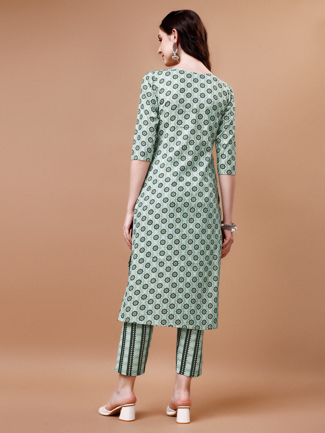 Floral Printed Cotton Kurta With Pant & Dupatta, Multicolor - Hiral Fashion