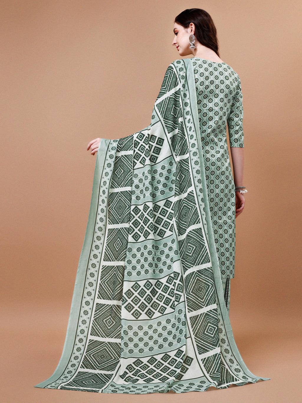 Floral Printed Cotton Kurta With Pant & Dupatta, Multicolor - Hiral Fashion