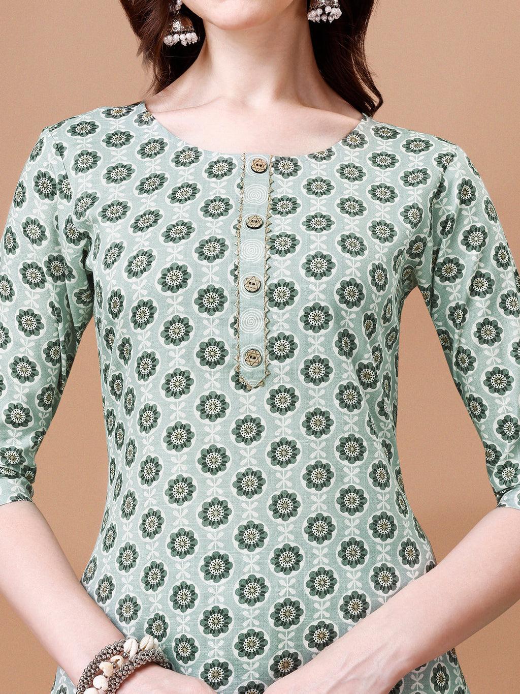 Floral Printed Cotton Kurta With Pant & Dupatta, Multicolor - Hiral Fashion