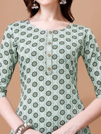 Floral Printed Cotton Kurta With Pant & Dupatta, Multicolor - Hiral Fashion