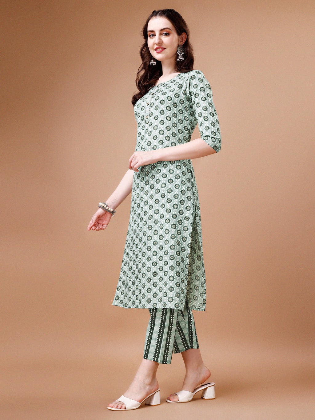 Floral Printed Cotton Kurta With Pant & Dupatta, Multicolor - Hiral Fashion