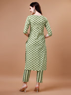 Floral Printed Cotton Kurta With Pant & Dupatta, Multicolor - Hiral Fashion - Distacart