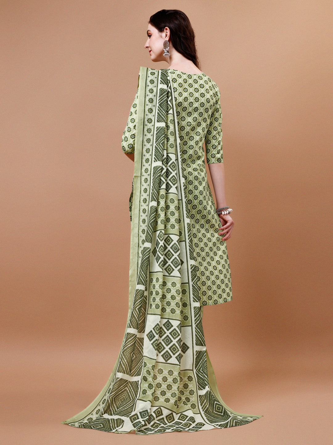 Floral Printed Cotton Kurta With Pant & Dupatta, Multicolor - Hiral Fashion - Distacart