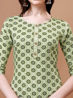 Floral Printed Cotton Kurta With Pant & Dupatta, Multicolor - Hiral Fashion - Distacart