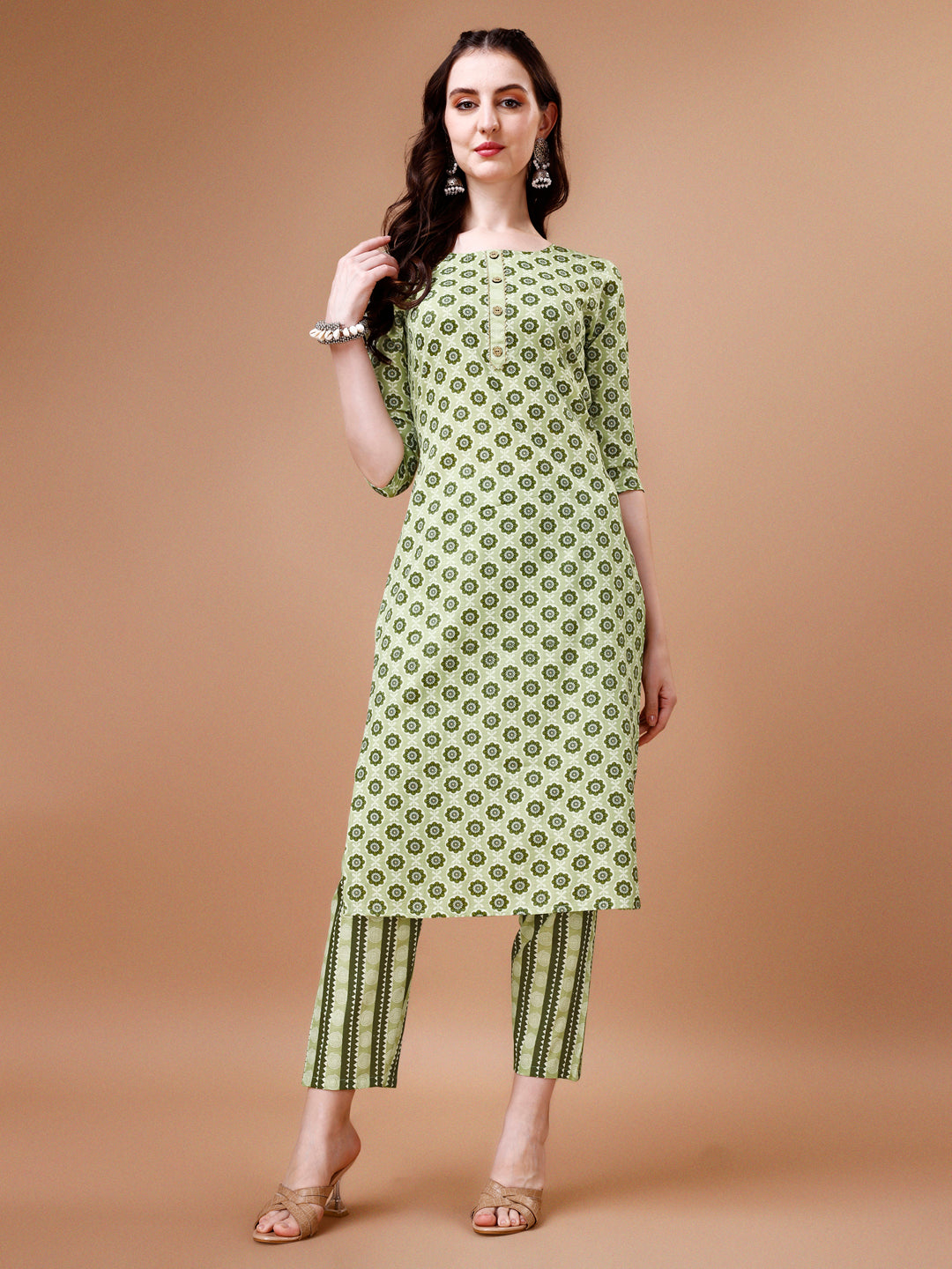 Floral Printed Cotton Kurta With Pant & Dupatta, Multicolor - Hiral Fashion - Distacart