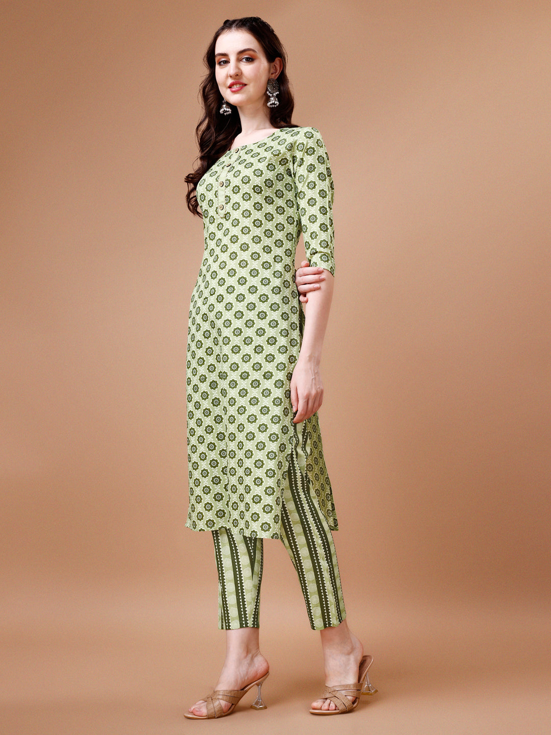 Floral Printed Cotton Kurta With Pant & Dupatta, Multicolor - Hiral Fashion - Distacart