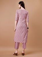 Floral Printed Cotton Kurta With Pant & Dupatta, Multicolor - Hiral Fashion