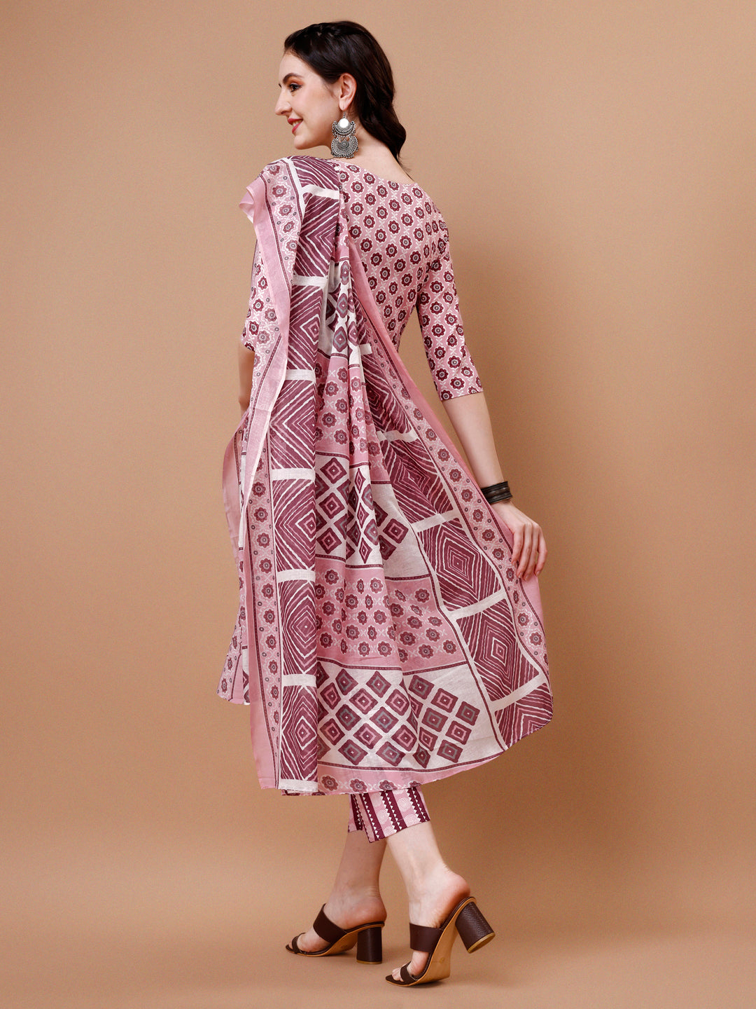 Floral Printed Cotton Kurta With Pant & Dupatta, Multicolor - Hiral Fashion