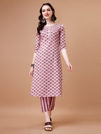 Floral Printed Cotton Kurta With Pant & Dupatta, Multicolor - Hiral Fashion