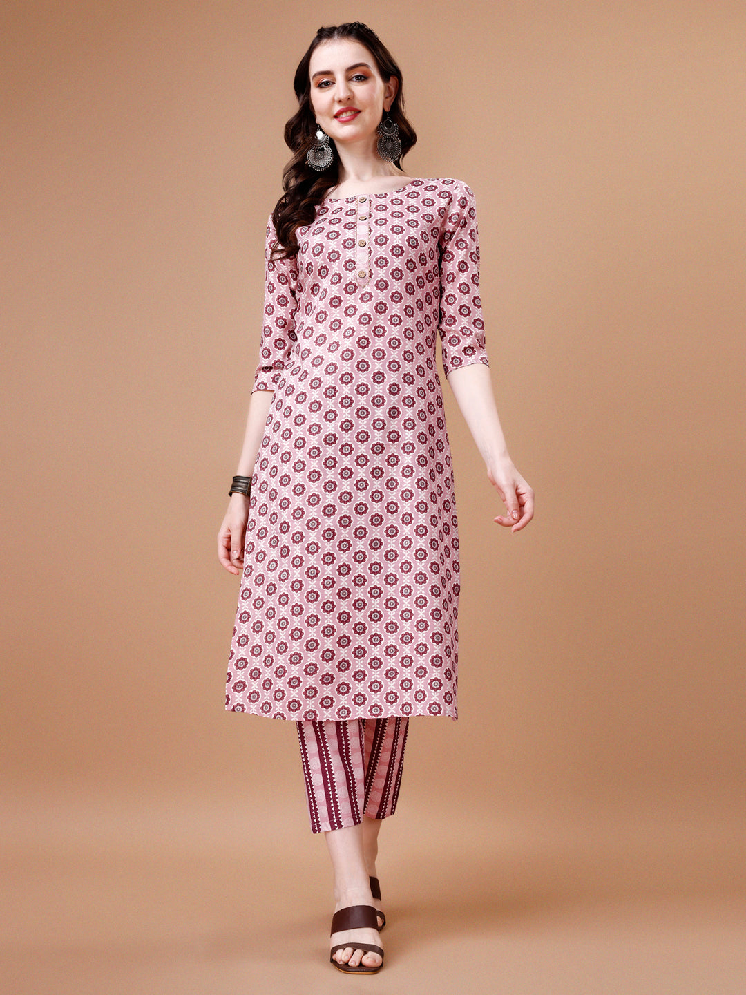 Floral Printed Cotton Kurta With Pant & Dupatta, Multicolor - Hiral Fashion
