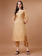 Floral Printed Cotton Kurta With Pant & Dupatta, Multicolor - Hiral Fashion