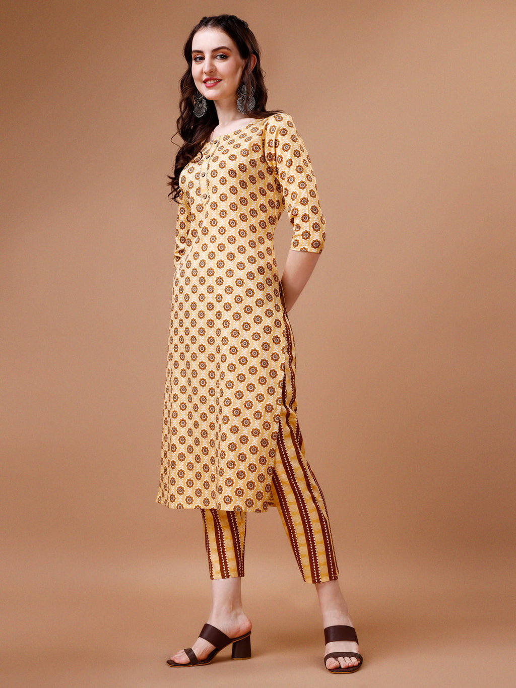 Floral Printed Cotton Kurta With Pant & Dupatta, Multicolor - Hiral Fashion