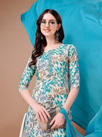 Floral Printed Kurta With Pant & Dupatta, Multicolor - Hiral Fashion