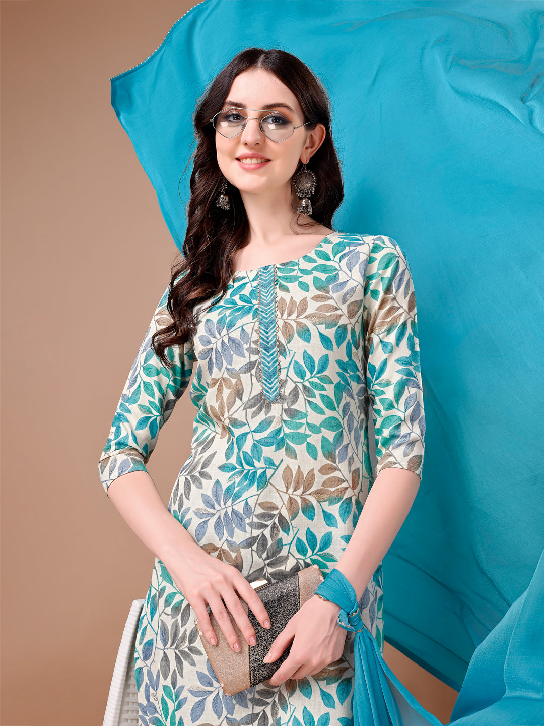 Floral Printed Kurta With Pant & Dupatta, Multicolor - Hiral Fashion