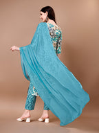 Floral Printed Kurta With Pant & Dupatta, Multicolor - Hiral Fashion